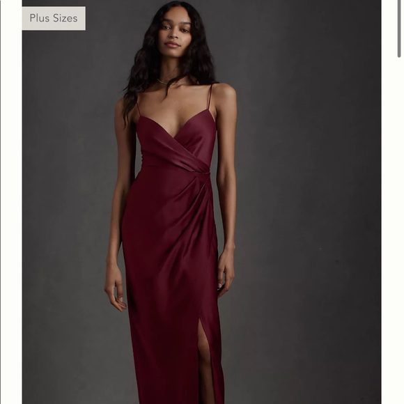 BHLDN Freya Dress - Satin Charmeuse in Dark Berry - Picture 2 of 7